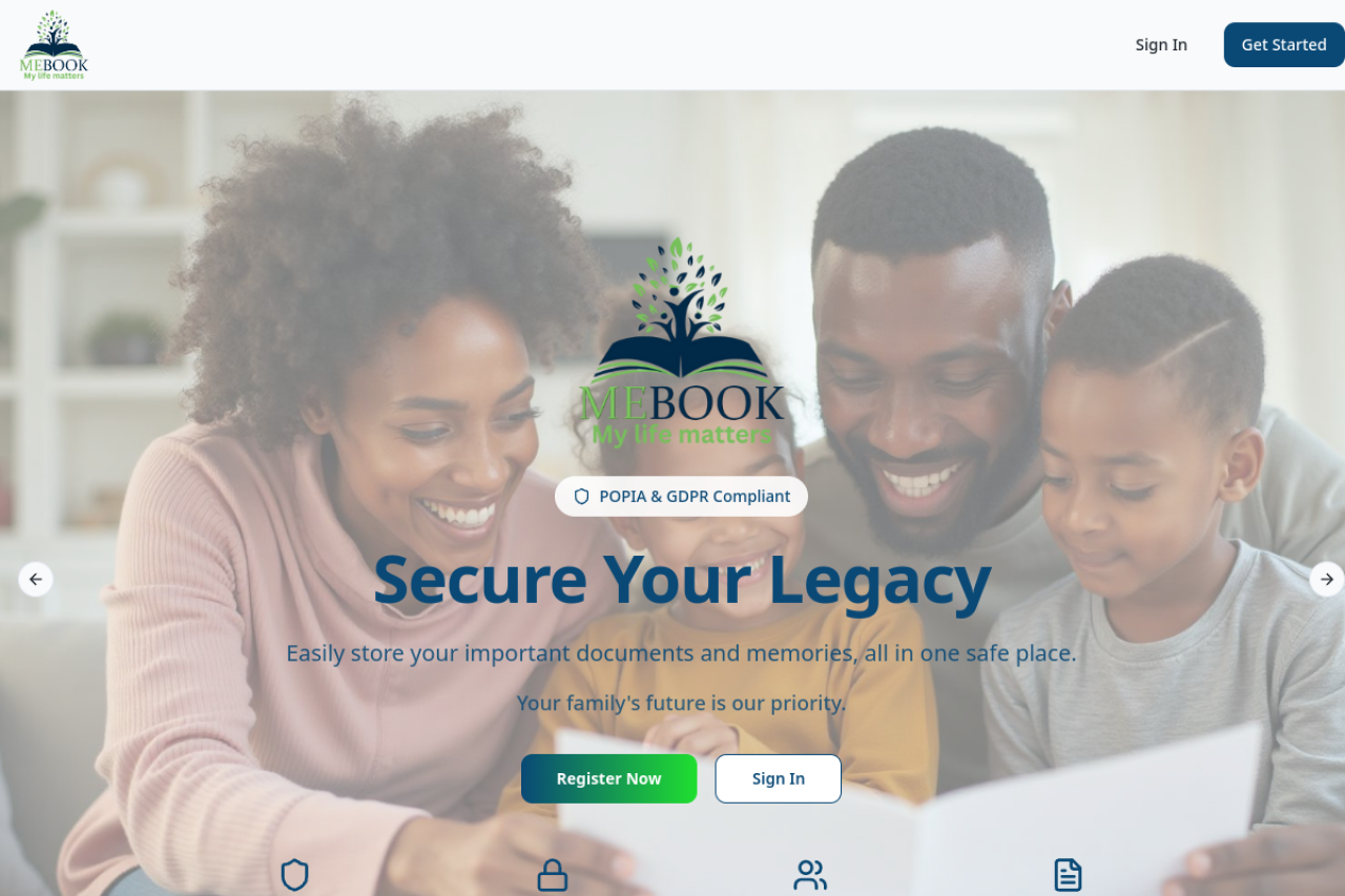 MeBook website preview