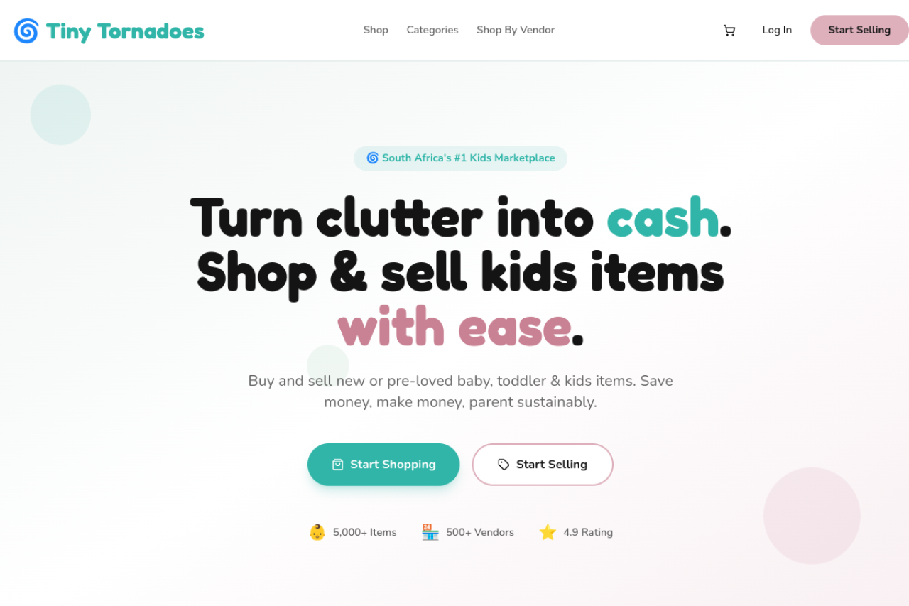 Tiny Tornadoes website preview